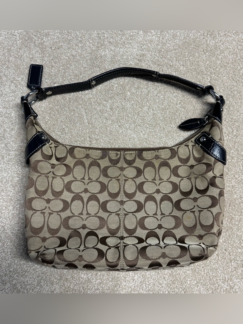 Coach Penelope Brown Signature Sateen Shoulder Bag M0920-F14690 Hand Bag Zip - Picture 4 of 10